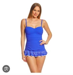 PROFILE by GOTTEX Blue Sapphire Enchantment Bandeau One Piece Swimsuit - Size 24